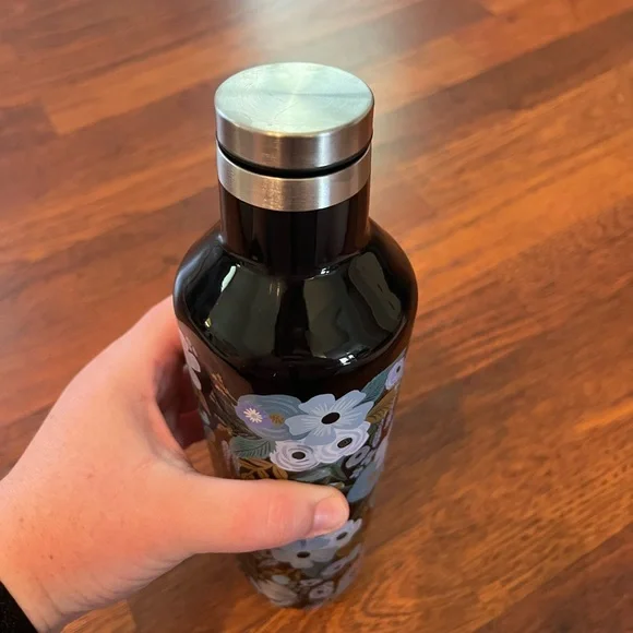 Corkcicle Rifle Paper Black and Blue Floral Water Bottle - Picture 4 of 6